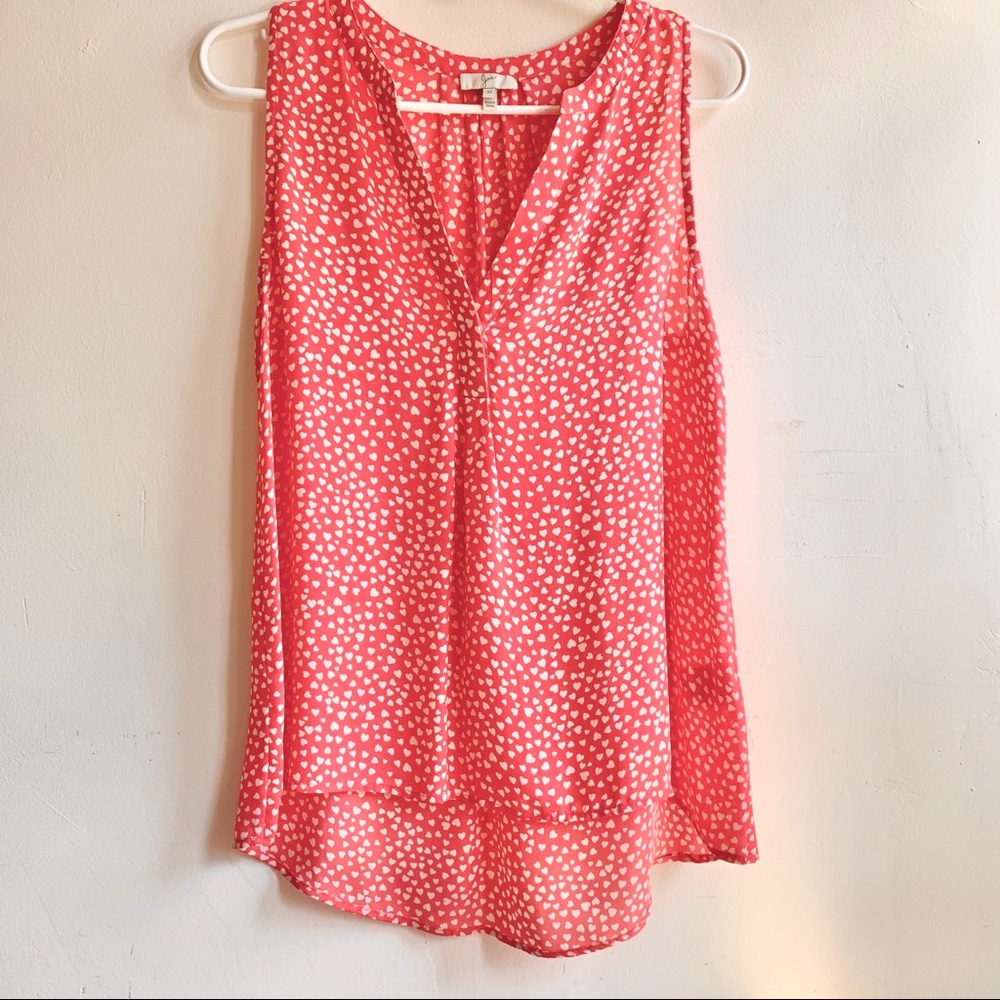 Joie Aruna Silk Heart Print Top